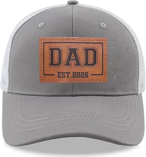 Dad est 2026 Trucker Hat, Adjustable Cotton Leather Patch Snapback